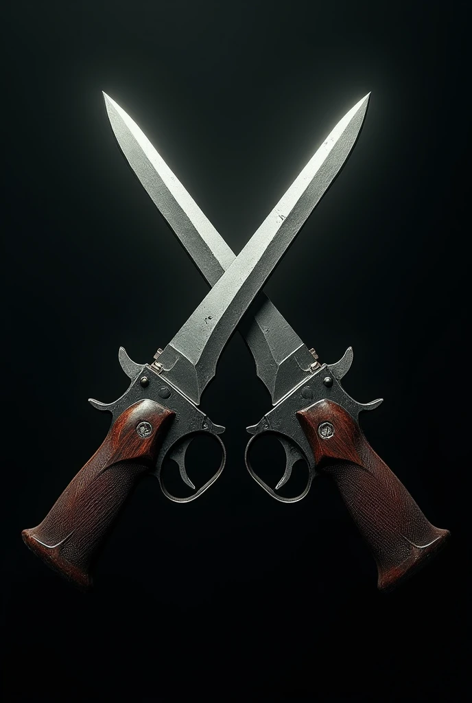 a dagger and a revolver forming an x