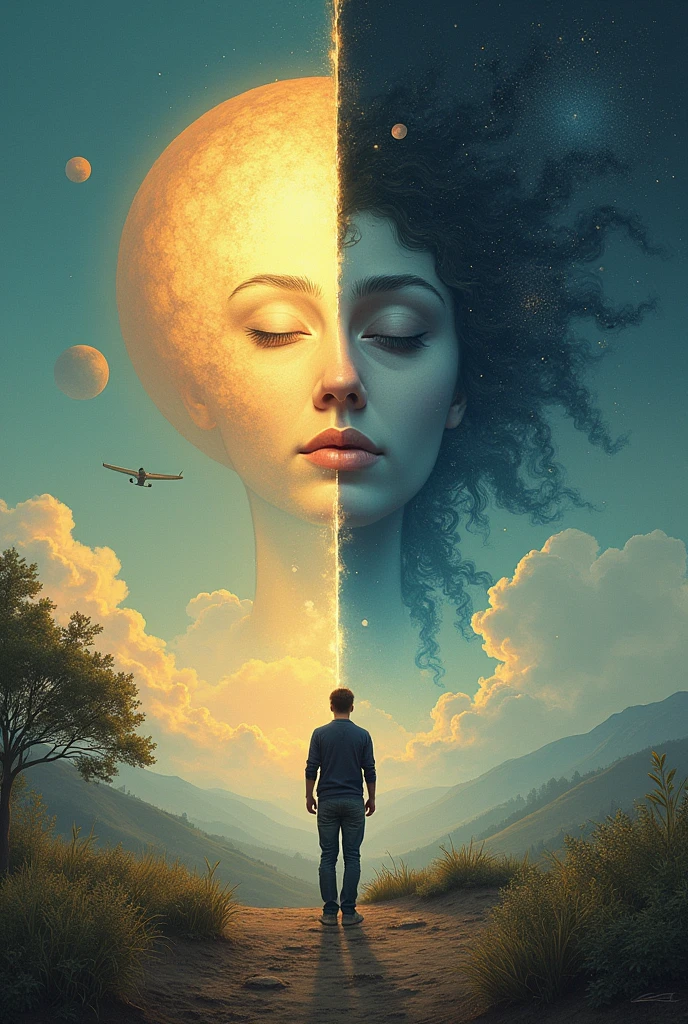 Create an image showing the way we see the world it becomes like.. positive or negative dempands on our vision
