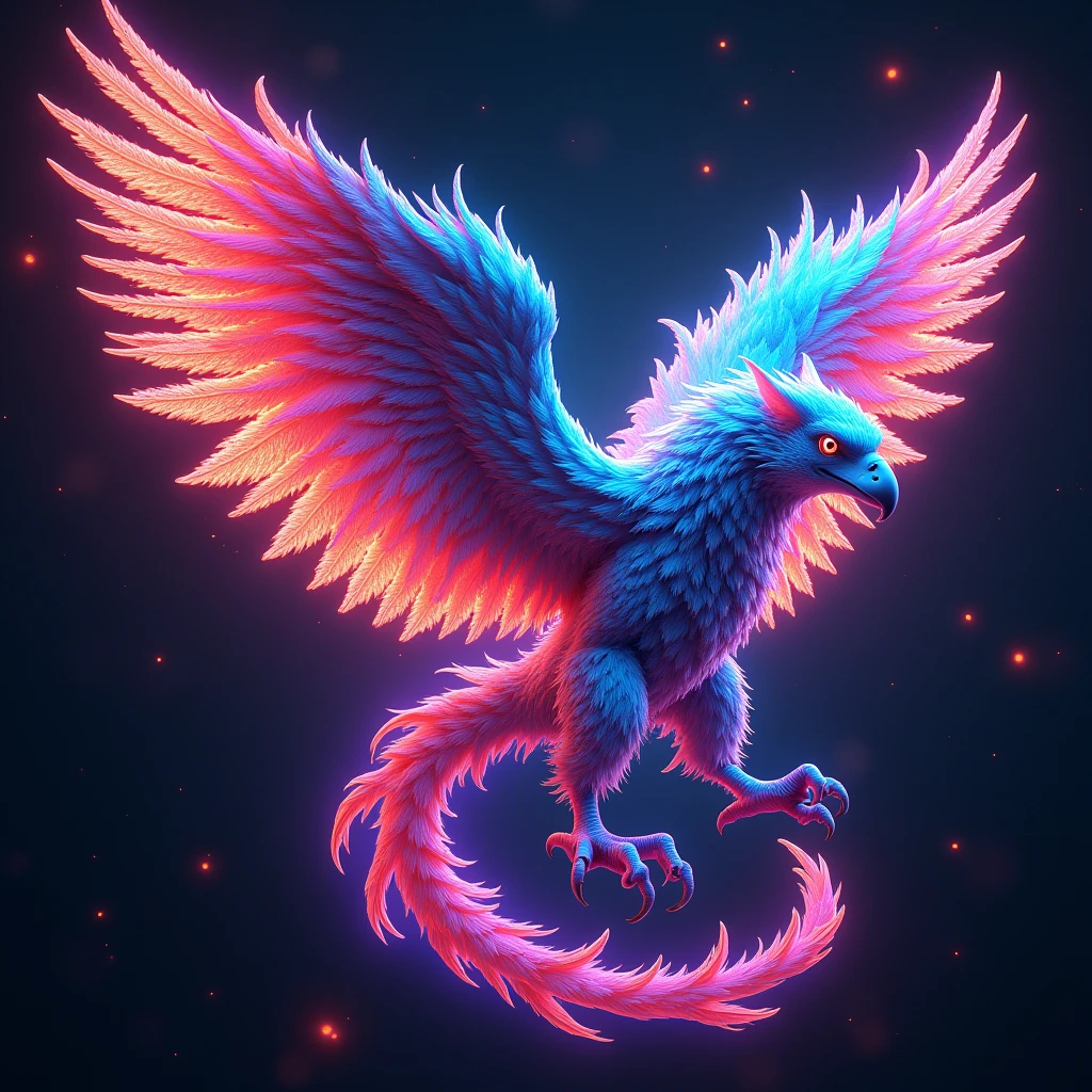 a fierce griffon,[Vibrant colors], [Psychedelic pattern], [Glittering texture], [unique design], [Fascinating light], [Creative Composition], [Playful elements], [Dreamy atmosphere], [ArtisticExpressions], [Fantasy surrealism], [Vibrant movement], [Futuristic Aesthetics], [Magical charm], [Bold and energetic], [Psychedelic atmosphere], [Neon lights], [Compromise], [Ethereal Beauty], [An otherworldly experience], [Whimsical touch], [sensory overload], [mind-bending fantasy], [Electricity], [Hypnotic vision], [Mysterious nature],[Eye-Catching Details], [Dynamic comparison], [Psychedelic color palette], [Appealing visuals], [Unconventional design], [Thinking expansion], (best quality,4K,8K,high resolution,masterpiece:1.2).