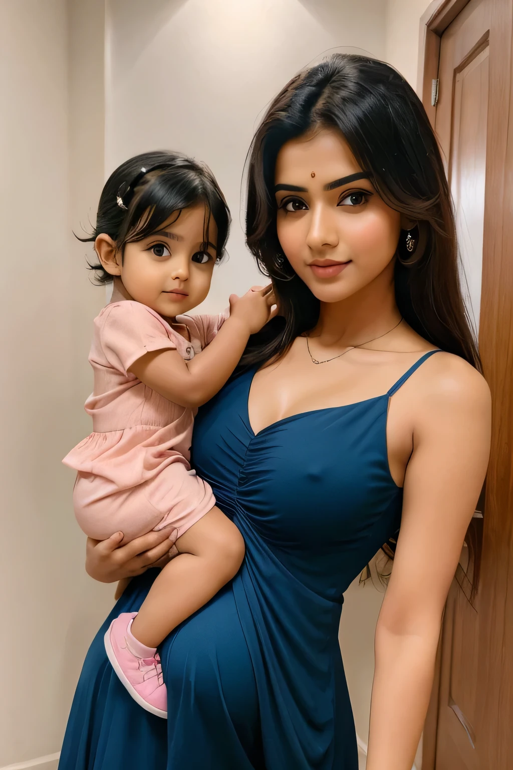 12 years cute beautiful face with hot indian super bowl girl with different stylish hair style with only with his 5 years cute little beautiful baby pic with pregnant with stylish Rose colour modern trending hot sexy dress with hot full size romantic hot moody pic