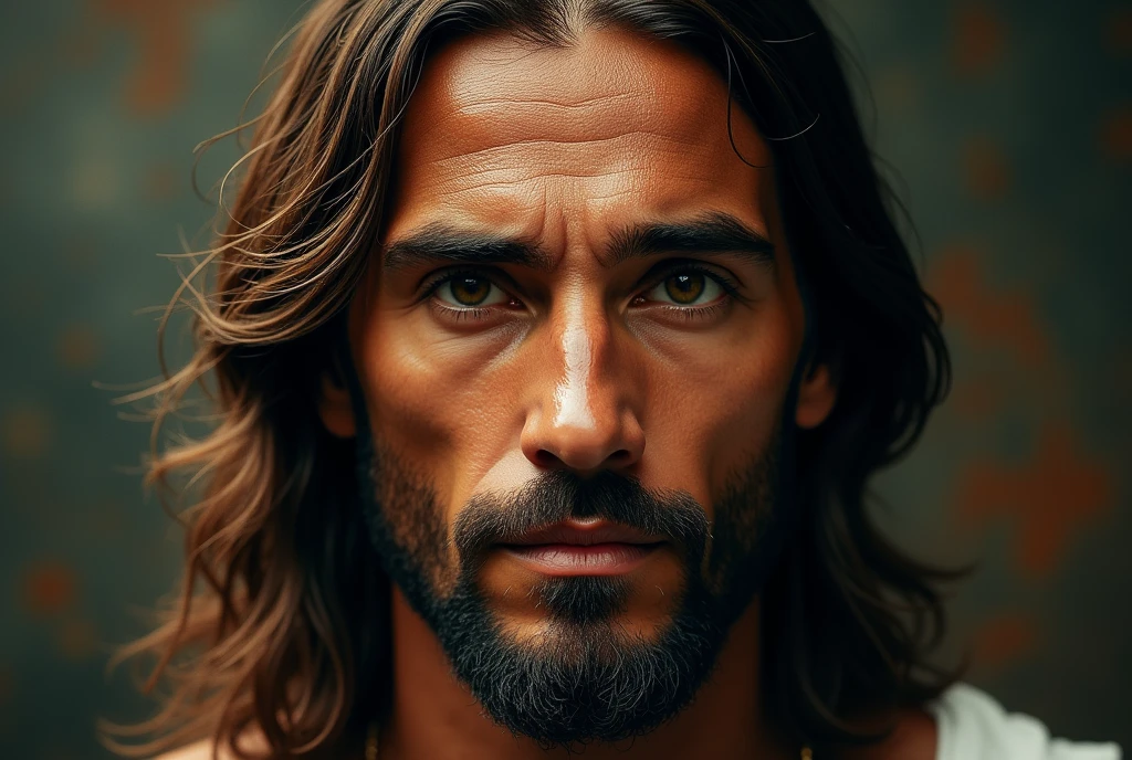 half of one face jesus and the other one leao, realistic inspiring image, hd, 8k, cinematic.