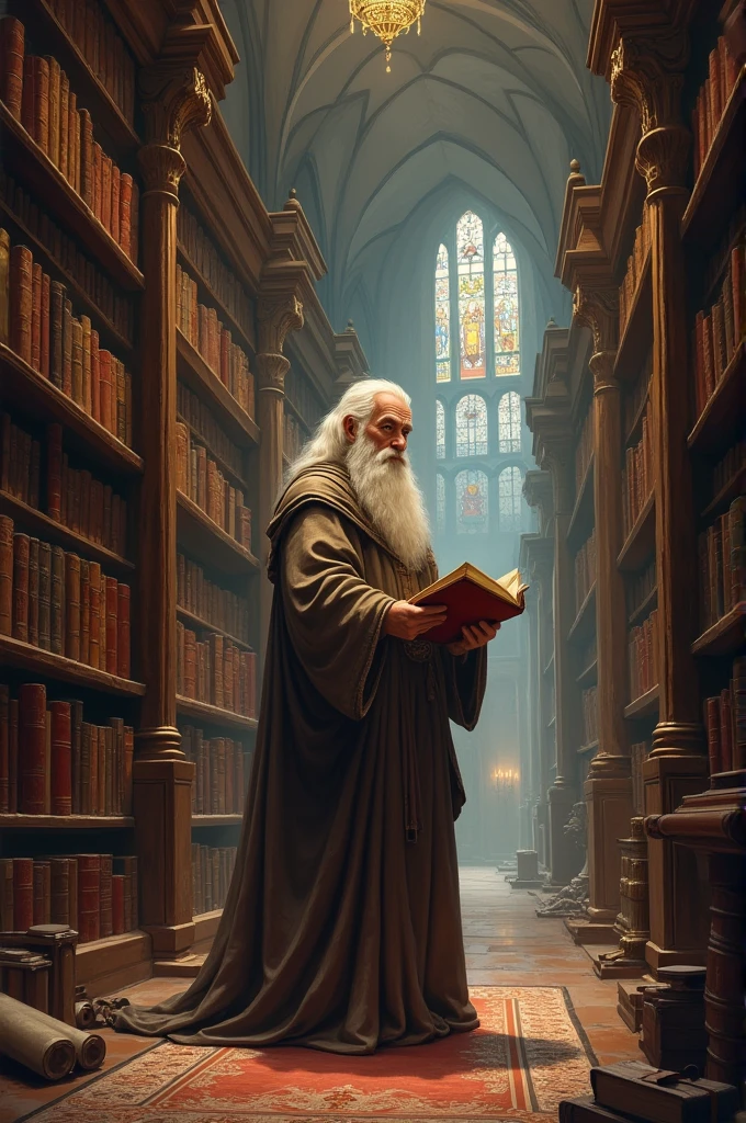 Keeper of knowledge in a library manages old knowledge and passes it on
