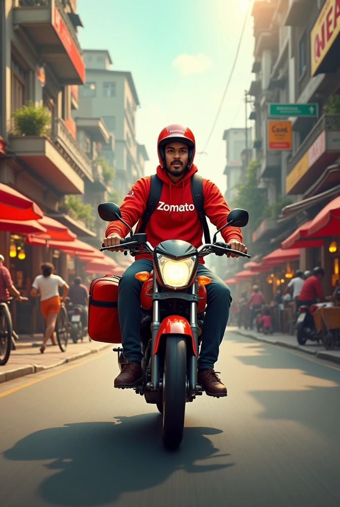 Indian zomato food delivery man, 