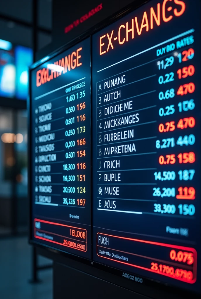 exchange rate displayed board which include standard buy and sell rate also include markets buy and sell rate