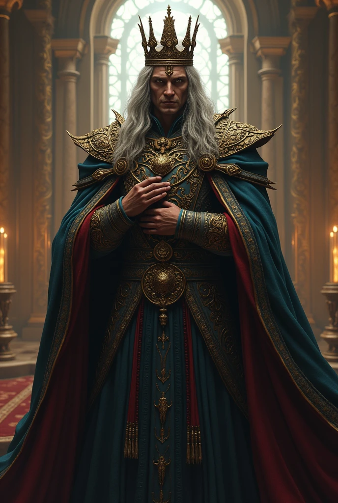 King with bulw eyes and long hair