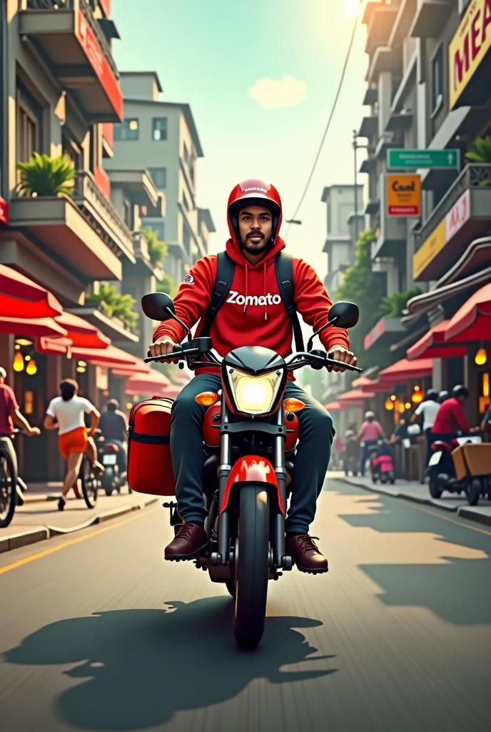 Indian zomato food delivery man, 