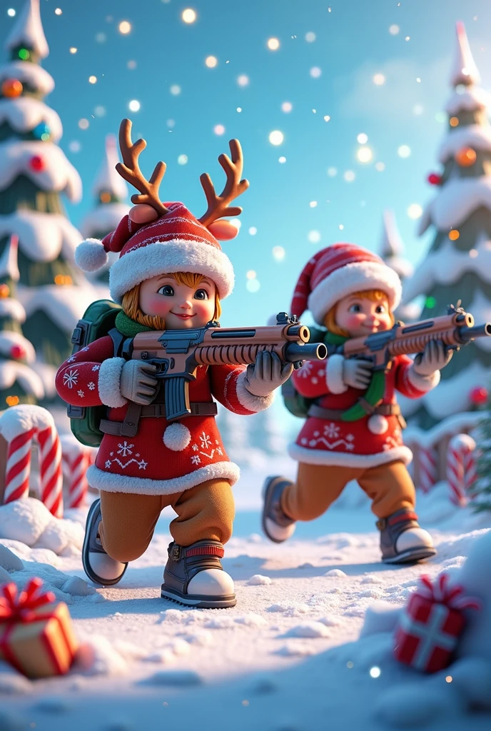 Create battle royale 3d fps game skin, Christmas Theme