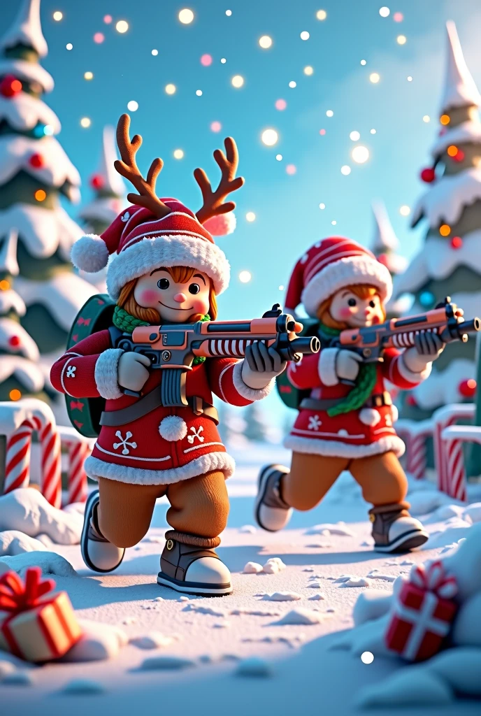 Create battle royale 3d fps game skin, Christmas Theme