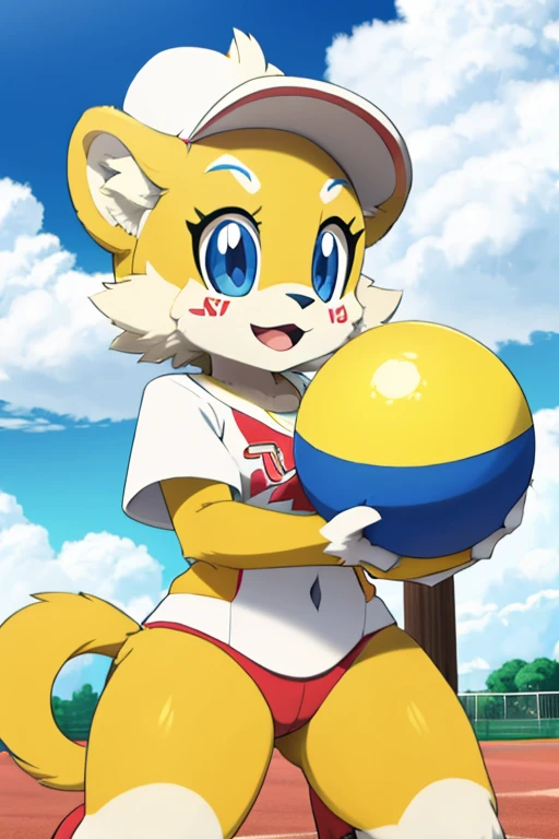 Furry female otter alola pokemon sun and moon fursuit mascot baseball style 