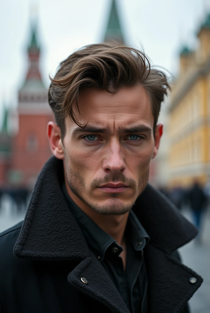 Photography realsitic, a young russian man. moscow, ultra hd