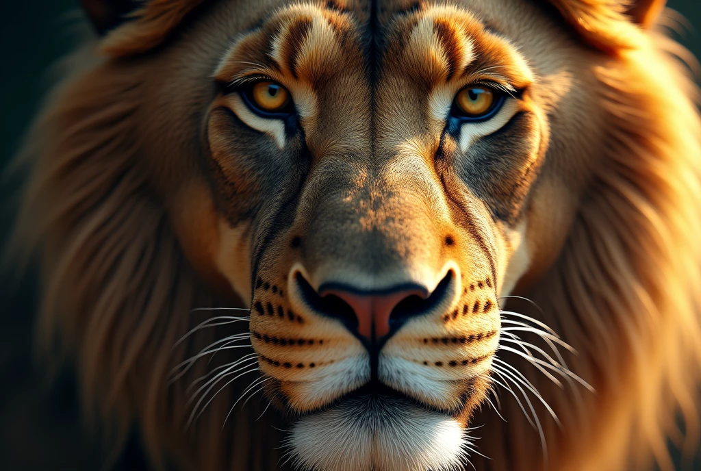 me of a face of jesus and a lion, realistic inspiring image, hd, 8k, cinematic.