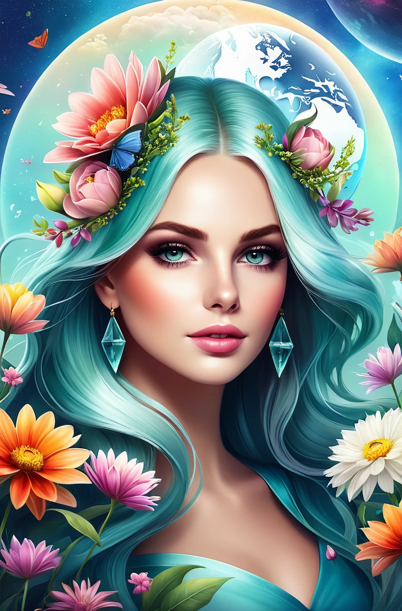 (Illustration:1.3) beautiful planet earth with flowers and plants sprouting spring day (by Artist Anna Dittman:1), (((masterpiece))), (((best quality))), ((ultra-detailed)),(detailed light),((an extremely delicate and beautiful)),