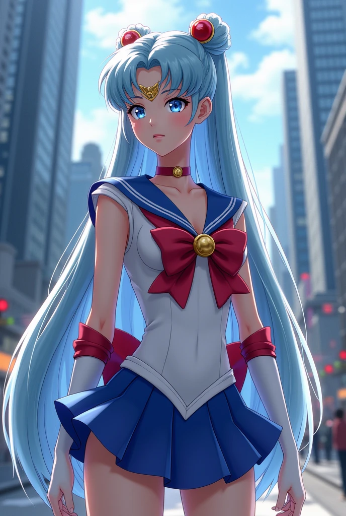 Fais une Sailor Moon en version réelle comme si elle existait vraiment.