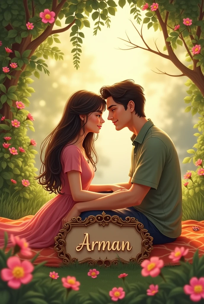 Boy and girl love seen background name plate boy names arman and girl names zoya