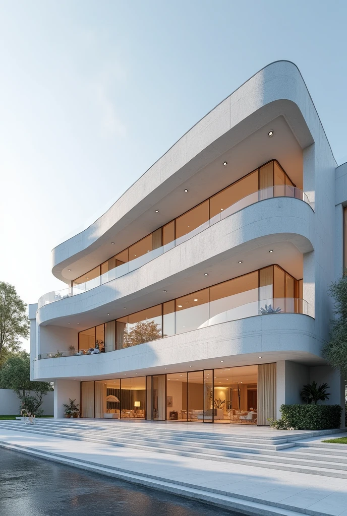 Two-shell facade view of architecture , high quality rendering