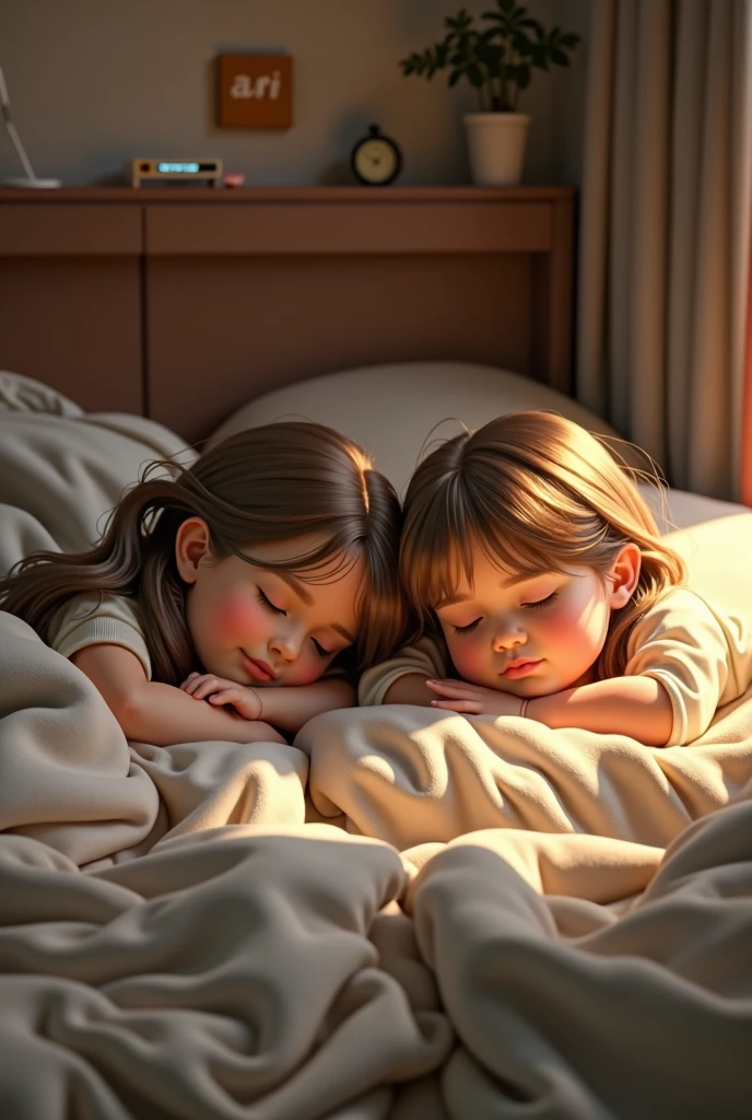 Sleeping girl and boy in aroom
