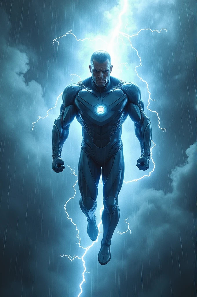 A superhero (AeroMan) in the eye of a storm