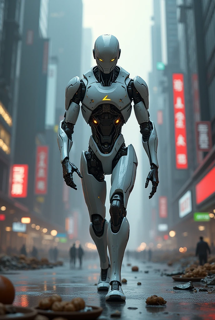Robot in the plan and robot eat nonveg