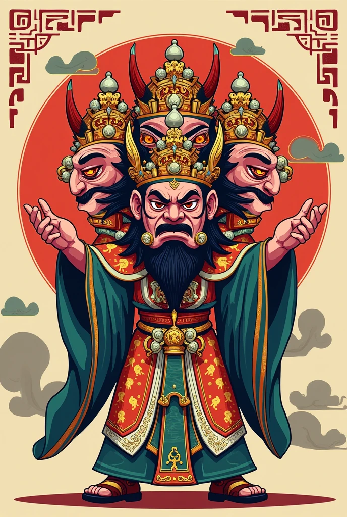 Khon Thotsakan in Chinese opera style is a simple 2D cartoon drawing.