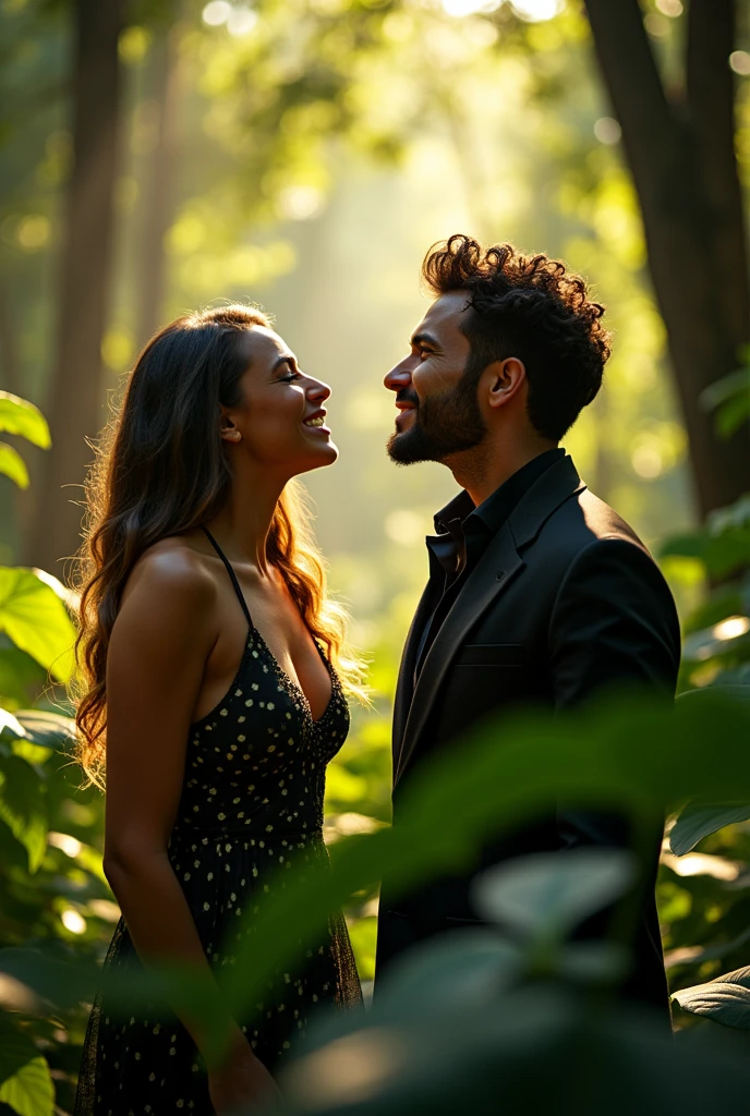 Slimane and Kendji Girac singing in a forest 
