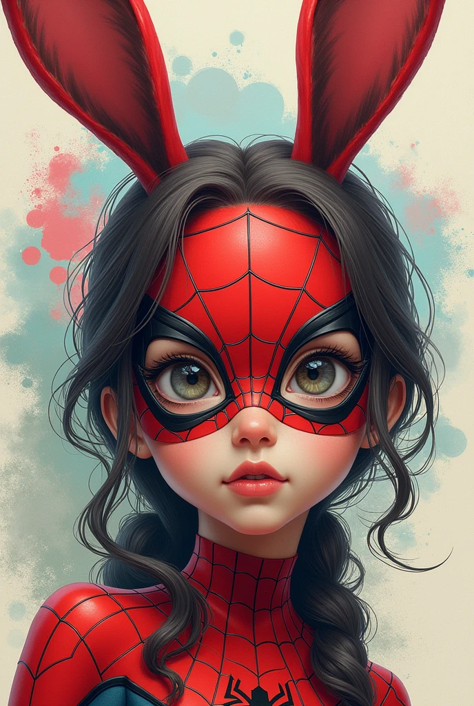 Spider man girl face and Rabbit fusion