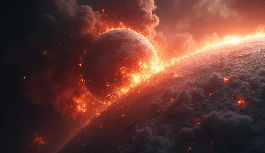 The destruction of the earth is seen from space