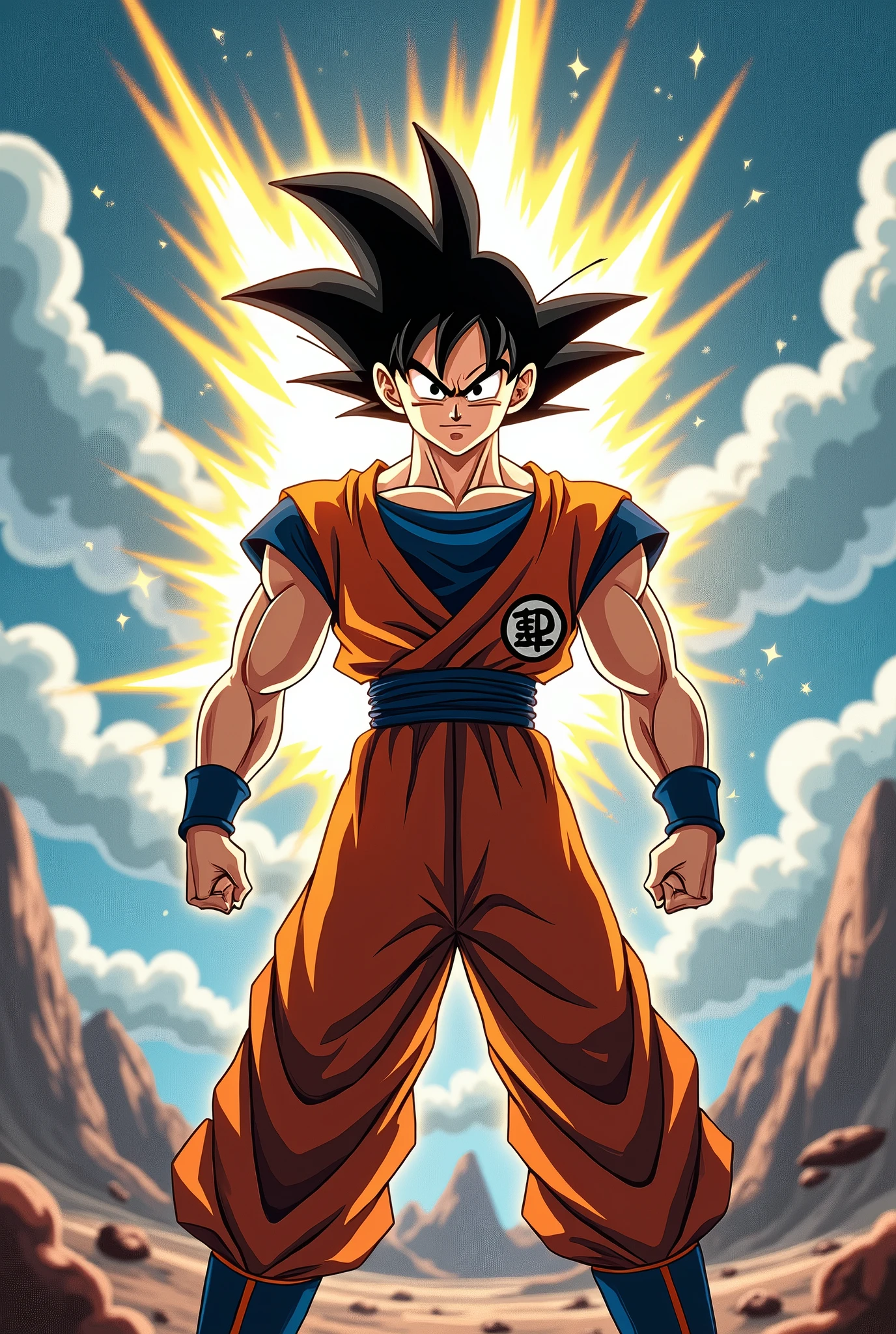 Goku shoots lasers from his eyes.