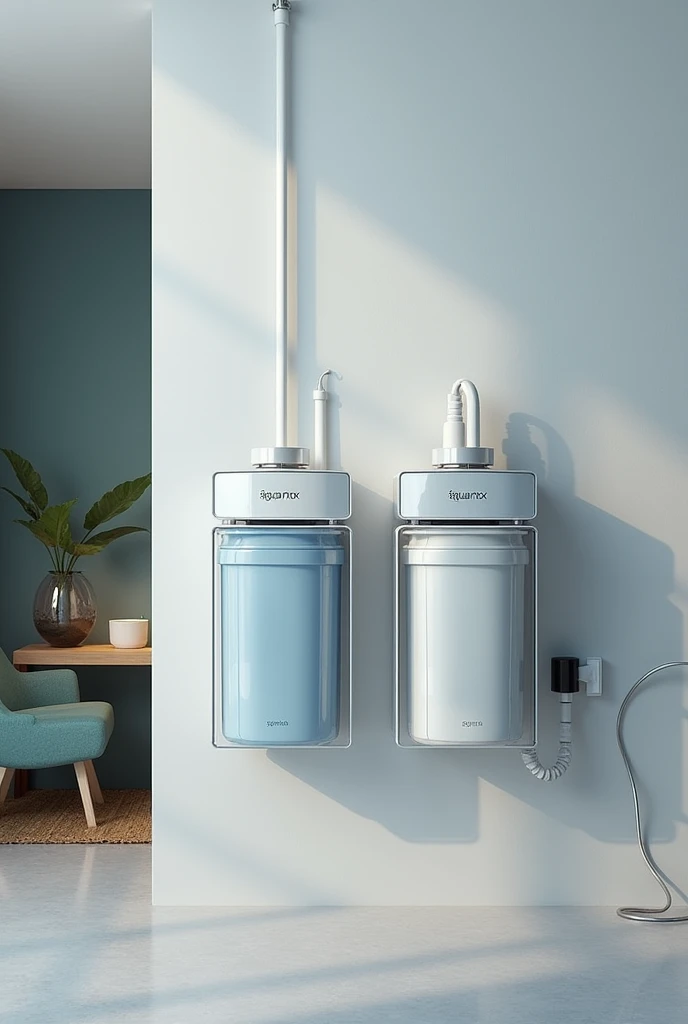 Create the image of the product's advertising Água Max is an innovative water filtration and reuse system designed for homes that aims to optimize the use of water resources and promote sustainability. Equipped with advanced multi-stage filtration technology and a grey water reuse system, Água Max guarantees clean water for various uses while reducing the consumption of drinking water. Its modular and compact design allows flexible installation, and smart monitoring via app offers simplified control and maintenance