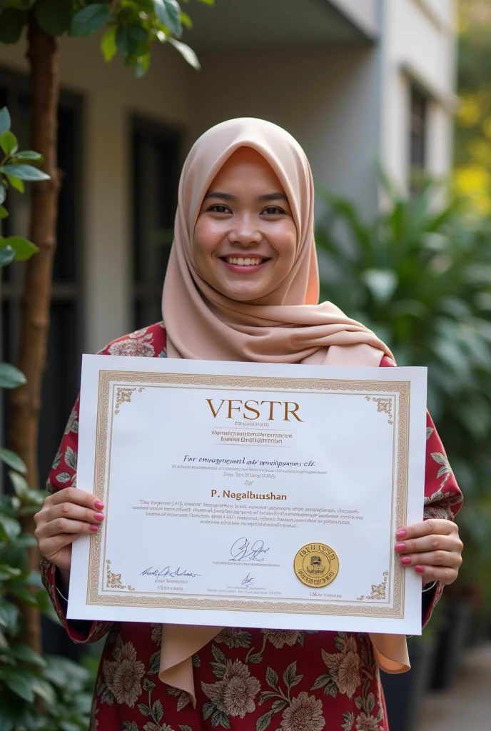 Create an verified certificate with valid signature  of P. Nagabushan vice chancellor. Certificate of Achievement under receiver name Wan Nurfatin Fathiah,and date 22nd Jun 2024 for Social outreach programme under the woman Empowerment and development cell of VFSTR (Vignan Foundation for Science, Technology and Research