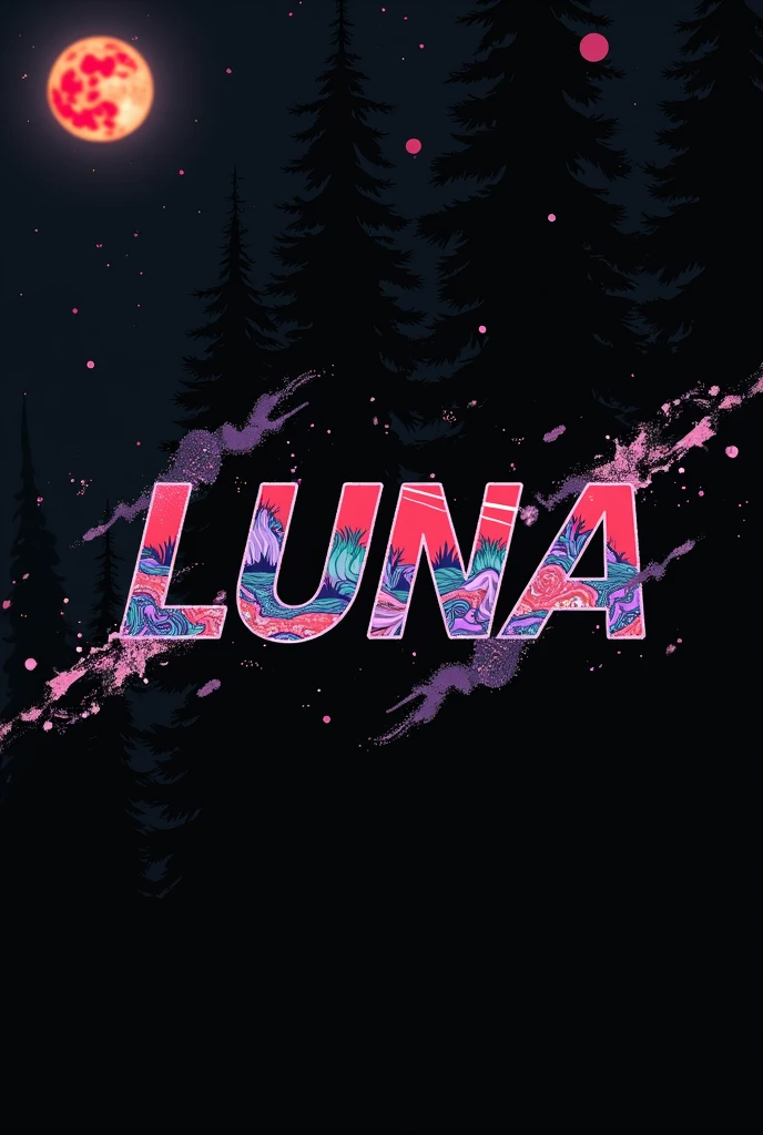 High resolution, logo spelling swiftly “Luna” cool, Jdm theme, anime theme, Cyberpunk vibe name spelling, brand logo, logo for tshirt, brand logo “LUNA”, neon vibes, acid trip vibes, acid trip, shooting stars, acid trip inside “LUNA”, acid trip, hallucinations inside “LUNA”, Waves of hallucinations, purple, techno hallucinations inside “LUNA”, Acid trip hallucinations inside “LUNA” , Waves of hallucinations inside “LUNA, splash, black roses with green leaves, blood moon, horror, ice,