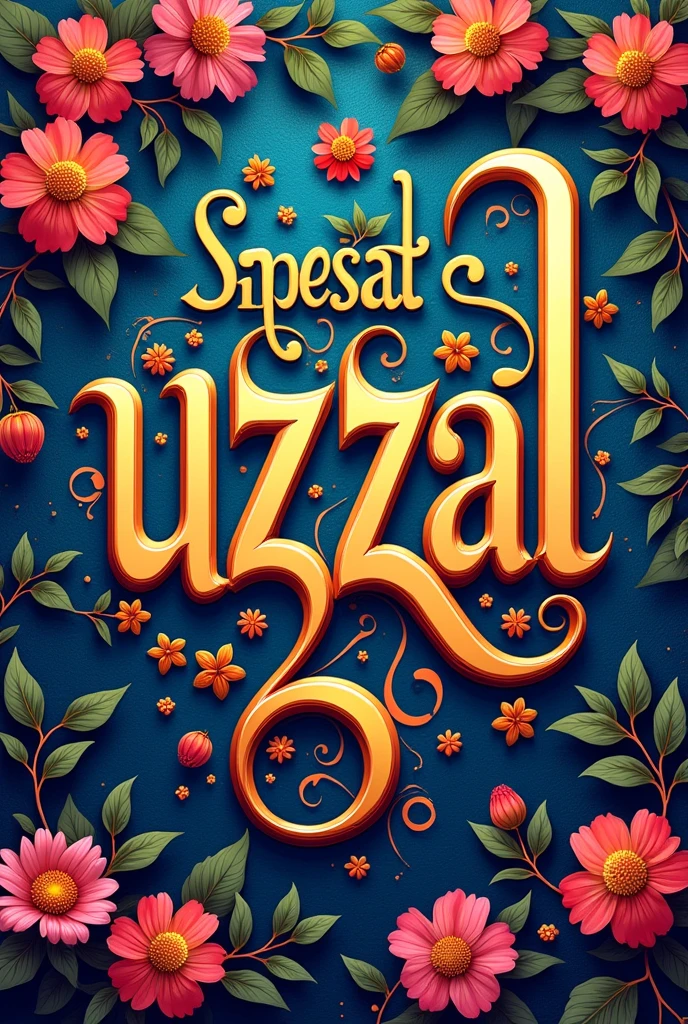Uzzal English word calligraphy with coloring
background