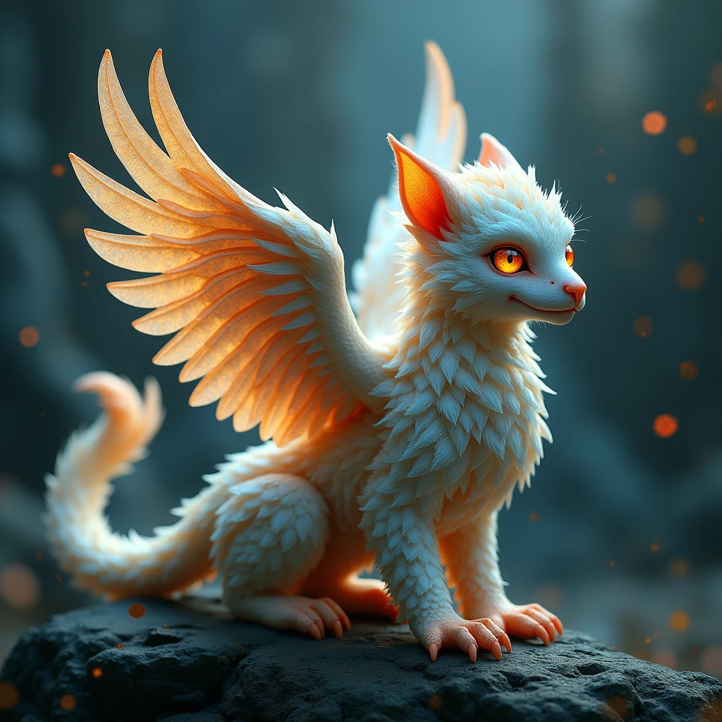 a baby griffin, detailed intricate patterns, surreal, (best quality,4k,8k,highres,masterpiece:1.2),ultra-detailed,(realistic,photorealistic,photo-realistic:1.37),fantasy, mystical, magical, dramatic lighting, dramatic shadows, glowing eyes, detailed feathers, ornate, ornamental, elaborate, intricate design, complex patterns, ornate details, whimsical, imaginative, ethereal, otherworldly, cinematic, moody, dramatic