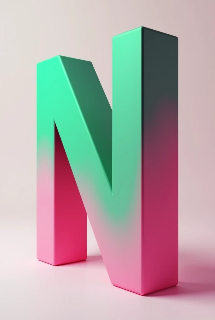 can you make a 3d letter side view of big letter N make it color green and pink