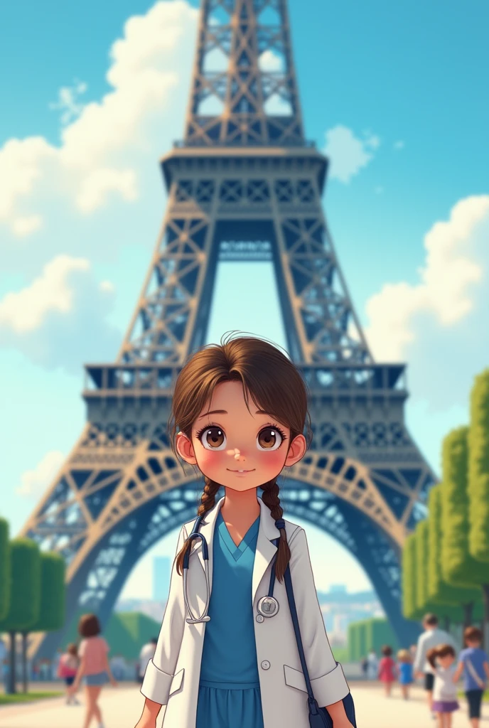 girl in doctor and background in Effie tower ๐ผ