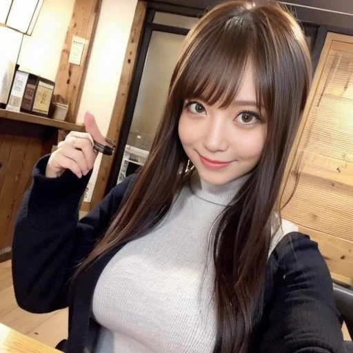 1 girl, alone, highest quality, 8k, japanese women pictures, 2,knit服, long straight black hair,, ((Plump)), ((big breasts)),knit, jeans,, best smile ever,Izakaya, Grow eyes,  shining happiness, considerate personality, sweet feminine aura, Calm but resolute attitude, lightly freckled cheeks, spirit of warmth and joy, blazer, eyes shining with dedication, Two people in love,couple,A picture of a man and a woman, a humble and dedicated ,タイトなknit, ,Izakayaの中,banquet,banquet,Year-end ,Izakaya,Izakaya,beer mug,big breasts,valley,超big breasts,big breasts,超big breasts,huge breasts,A chest that is about to burst,big breasts,valley,big breasts,man in his 40s,man in his 40s,man in his 40s,middle aged male,Old man,uncle,father,Grandpa,big ass,big ass,huge ass,turtleneck、捲り上げる