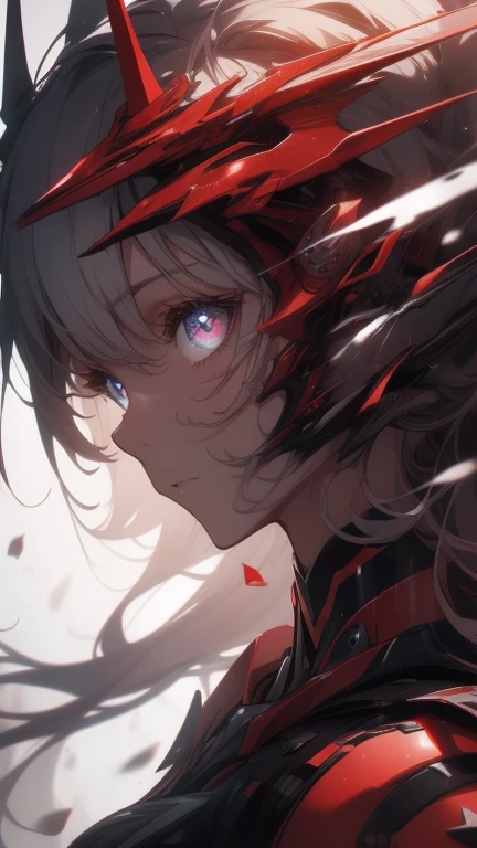 ((8k resolution))、((Highest quality))、((masterpiece))、((Very detailed))((((dramatic))), (((Rough feeling))), (((intense)))Focus on the face, Mecha dragon girl,red dragon