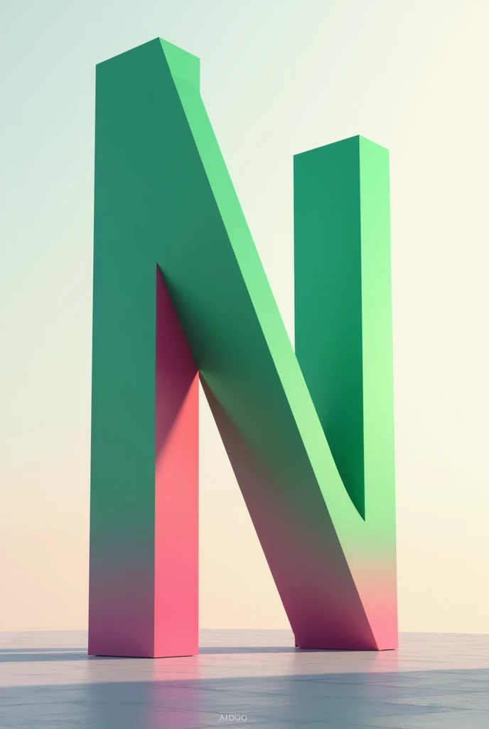 can you make a 3d letter side view of big letter N make it color green and pink make it giant