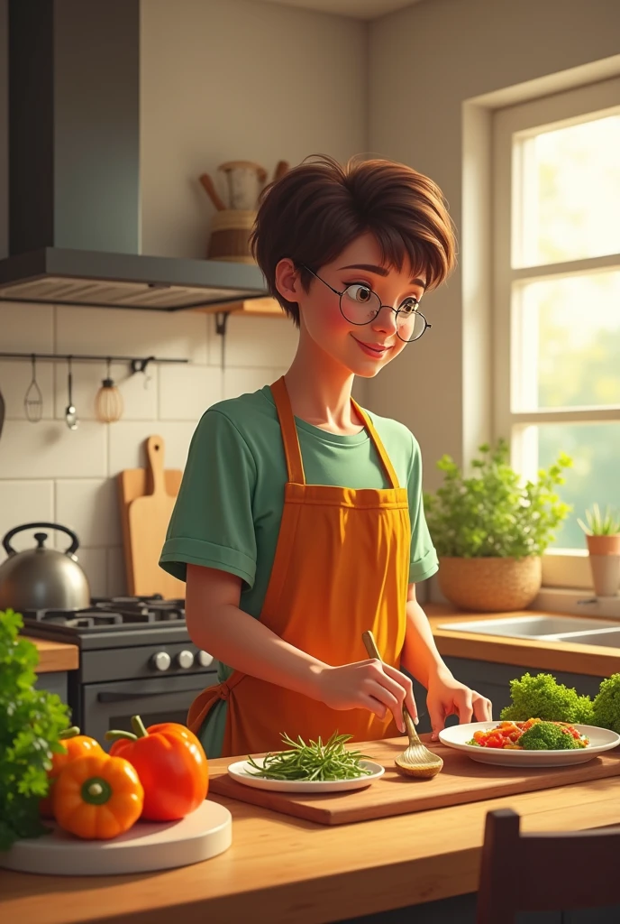 A person preparing a healthy meal at home and sharing it with friends.