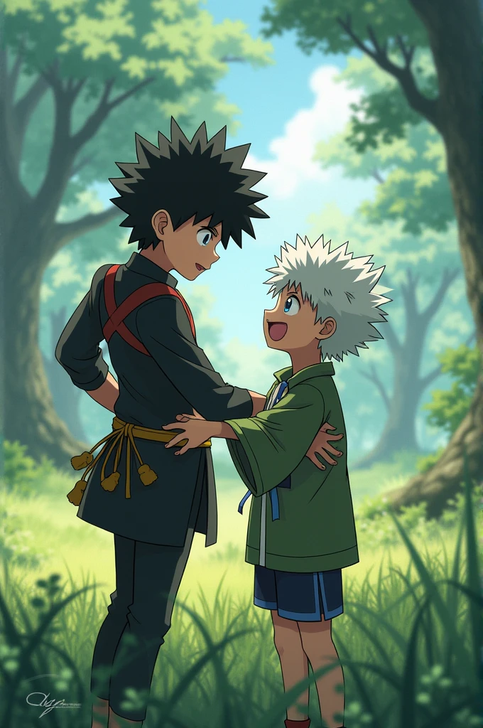 Killua grabbing Gon's ass