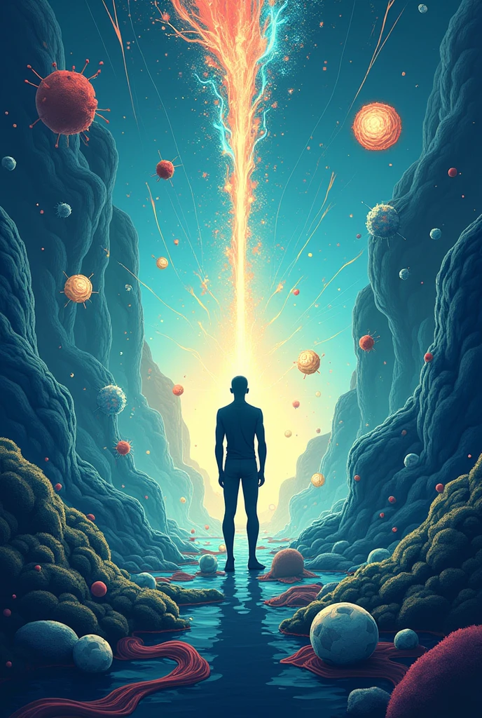 Create an artwork for my academic extension project with the theme GERM: Gain Energy, Reduce Microorganisms with Commitment