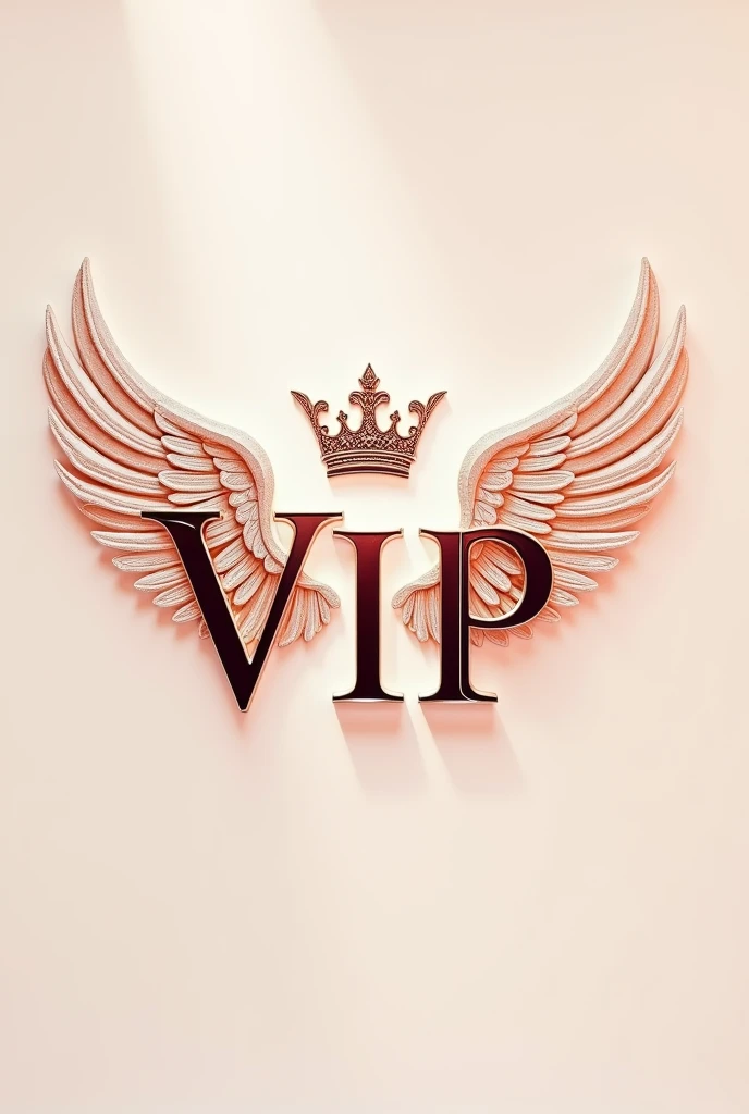 A logo with the name  *vip*, looking like the Victoria secrets font with angel wings and a crown,