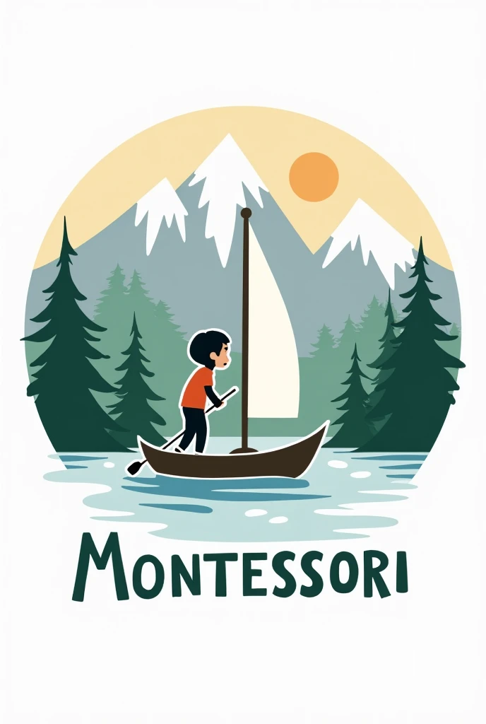 Create a modern and meaningful logo for Montessori Silvania, inspired by the iconic 1920s/30s Montessori emblem featuring a child in a sailboat. The design should capture the essence of Montessori education while incorporating the natural beauty of Nidwalden, Switzerland.
Design Elements:
Mountains and Forest:
Mountains: Include grey/white mountains to represent the rugged landscape surrounding the school.
Forest: Integrate forest green pine trees to symbolize the lush greenery in the area.
Lake/Water:
Water: Use one shade of blue to depict the lake or water in the logo.
Child in a Sailboat:
Feature a young child with a paddle in a sailboat, navigating the water. The sailboat should be designed to reflect the Montessori emblem, symbolizing the child’s journey and development.
Text:
Incorporate the name of the school, “Montessori Silvania,” prominently. Use a background in the second shade of blue to ensure readability and balance.
Color Scheme:
Water/Lake: Shade of blue for the water.
Background of School Name: Another shade of blue.
Forest: Forest green for the pine trees.
Mountains: Grey/white for the mountains.
Style:
The logo should blend modern aesthetics with the nostalgic feel of the original brooch design. Ensure that each element (mountains, forest, water, child in sailboat) is given equal importance in the composition.
Purpose:
The logo should reflect the commitment to Montessori education and the unique natural surroundings of Nidwalden. It should evoke a sense of exploration, growth, and steady progress, aligning with Montessori’s philosophy of nurturing a child’s natural development.
Show quoted text