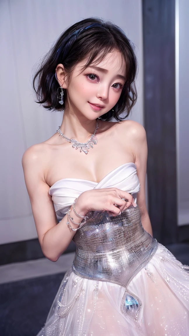 (4k quality:1.3),(Highest quality:1.3),(Whitening:1.4),(Baby Face,Girl:1.3),(The best beauty:1.5),rich,Upper Body,smile,(Strapless bejeweled dress:1.3),(Different dimension:1.6),Overflowing breasts,(jewelry),Captivate a man,Cleavage,(Super Celebrities:1.5),(Supermodel:1.4),(Whitening:1.2),(Tight waist:1.4),(Night viewの良いホテル:1.1),(luxury:1.2),(Arisa Hanyu:1.5),(anorexia:1.4),(Night view:1.3),(Face close-up),Catchlight,(Child's face:1.6),(smile:1.1),(Light blue hair:1.3),(Half Up Hair:1.3),(Light blue eyes:1.4),(2D cuteness:1.5),(Cute Makeup),Beautiful fingertips,(Sexy and cute:1.6),(Luxury hotel:1.6),(White Gal:1.6),(Transparent white skin:1.4),(albino:1.5),(Lighting hits the subject:1.3)