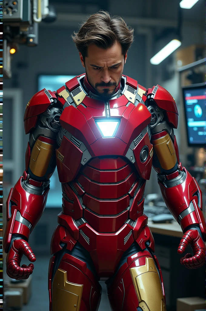 Ironman fixing his armor