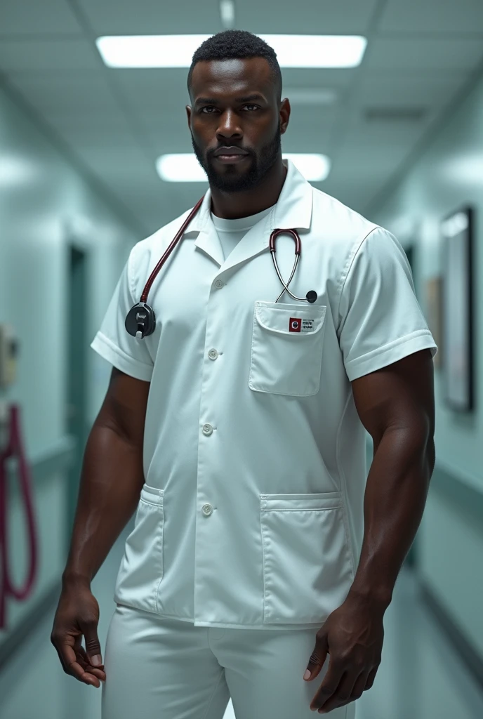 Dark-skinned male nurse, tall and dj