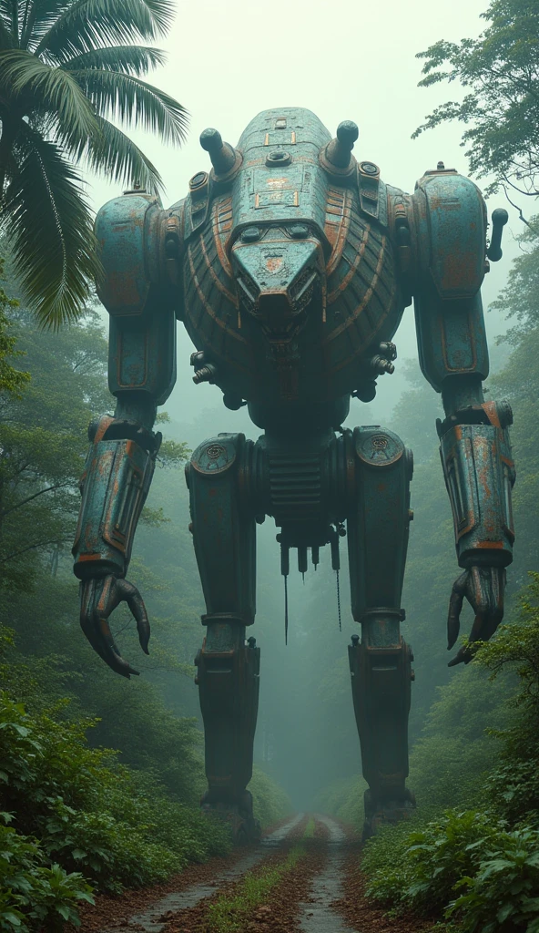 Bad quality. grainy colored cctv footage. Giant snake robot. made of iron with a cool intricate design. There are shooting guns. In the forests of Asia Indonesia. Stamp of Indonesian flag icon on wings. Seen from afar. bad light.