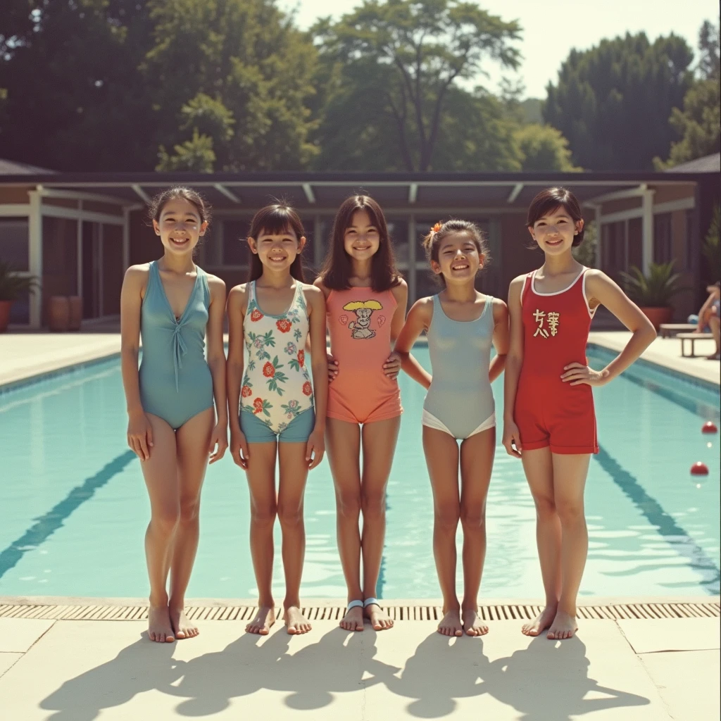 　Japan　Group photo　Pool　Swimwear　1960s　