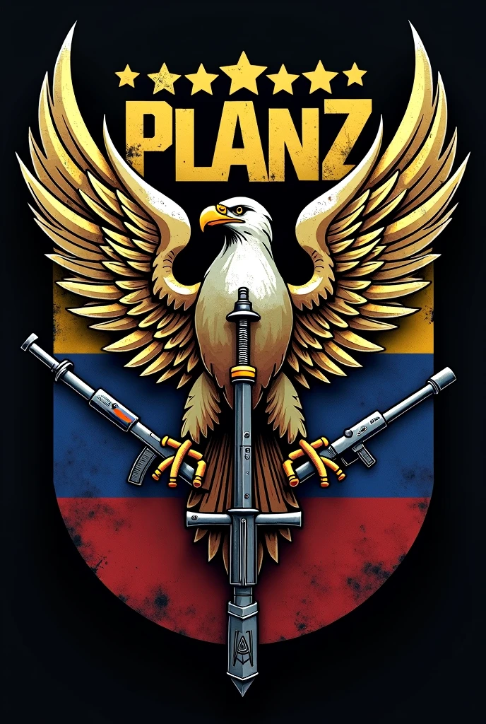Creates military coat of arms for Venezuelan resistance movement called Plan Z. Use that same image just add the Venezuelan flag with 7 stars and some weapons and the word Plan 