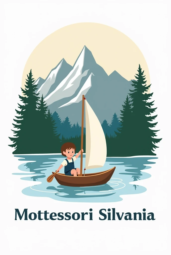Create a modern and meaningful logo for Montessori Silvania, inspired by the iconic 1920s/30s Montessori emblem featuring a child in a sailboat. The design should capture the essence of Montessori education while incorporating the natural beauty of Nidwalden, Switzerland.
Design Elements:
Mountains and Forest:
Mountains: Include grey/white mountains to represent the rugged landscape surrounding the school.
Forest: Integrate forest green pine trees to symbolize the lush greenery in the area.
Lake/Water:
Water: Use one shade of blue to depict the lake or water in the logo.
Child in a Sailboat:
Feature a young child with a paddle in a sailboat, navigating the water. The sailboat should be designed to reflect the Montessori emblem, symbolizing the child’s journey and development.
Text:
Incorporate the name of the school, “Montessori Silvania,” prominently. Use a background in the second shade of blue to ensure readability and balance.
Color Scheme:
Water/Lake: Shade of blue for the water.
Background of School Name: Another shade of blue.
Forest: Forest green for the pine trees.
Mountains: Grey/white for the mountains.
Style:
The logo should blend modern aesthetics with the nostalgic feel of the original brooch design. Ensure that each element (mountains, forest, water, child in sailboat) is given equal importance in the composition.
Purpose:
The logo should reflect the commitment to Montessori education and the unique natural surroundings of Nidwalden. It should evoke a sense of exploration, growth, and steady progress, aligning with Montessori’s philosophy of nurturing a child’s natural development.
Show quoted text