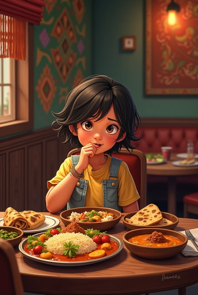 One girl one tomboy eating delicious Indian food